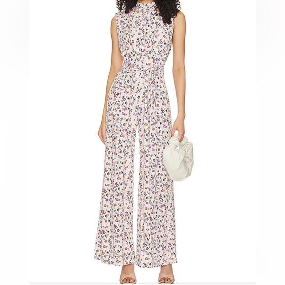 Free People NWT Vibe Check Wide Leg Jumpsuit Tea Ditsy Shell Combo Floral sz XS - Picture 2 of 9